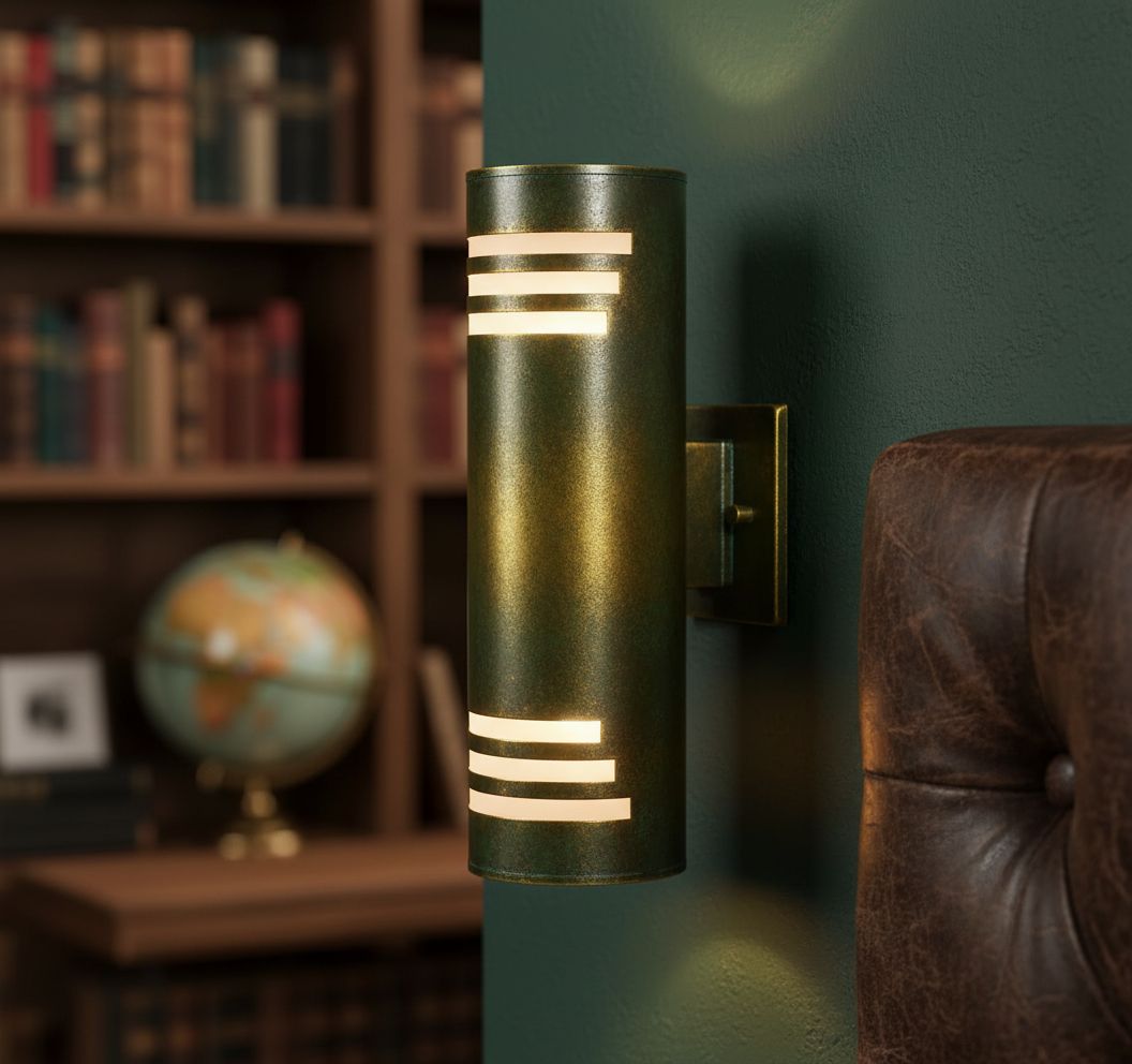 Modern brushed nickel stainless steel cylinder wall sconce with up-down lighting, metallic silver finish — view 7