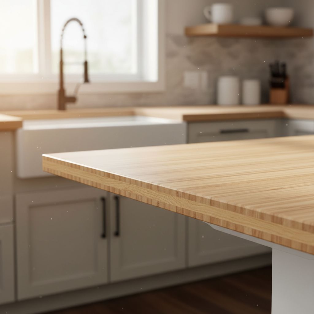 [Color] bamboo desktop electric standing desk with steel frame, shown at [height position], featuring [detail view] — view 7
