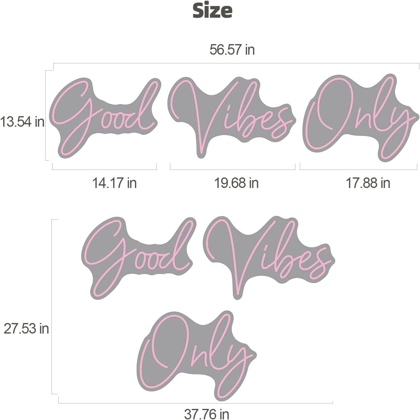 Large pink neon wall sign with LED tubing and plastic backing, dimmable modern bedroom decor — view 4