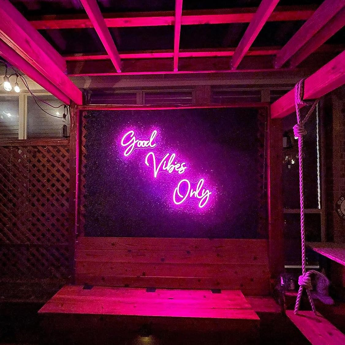 Large pink neon wall sign with LED tubing and plastic backing, dimmable modern bedroom decor — view 4