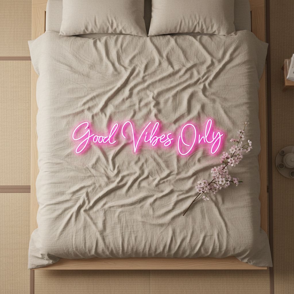 Large pink neon wall sign with LED tubing and plastic backing, dimmable modern bedroom decor — view 5a