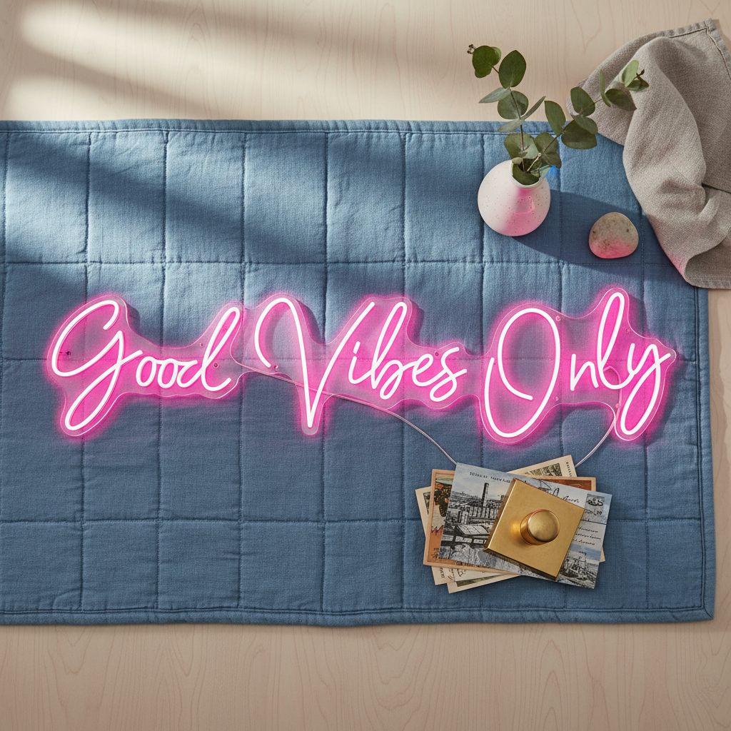 Large pink neon wall sign with LED tubing and plastic backing, dimmable modern bedroom decor — hero view 2