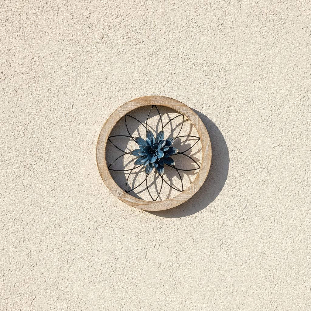 Round {color} wood and metal medallion wall art with interchangeable farmhouse design elements — hero view 1