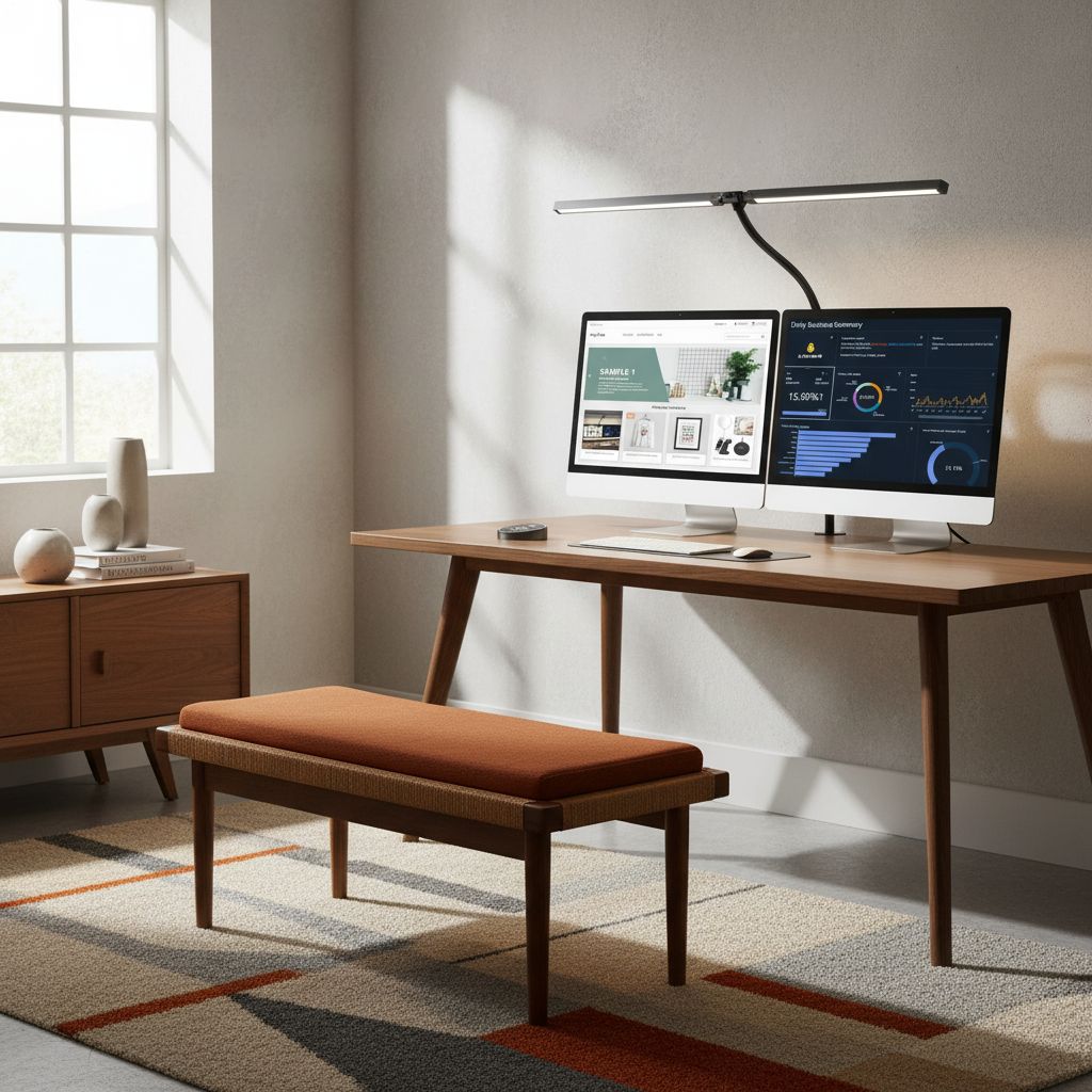 Black metal LED desk lamp with flexible gooseneck and clamp mount, cool white light, modern minimalist design for office workspace — view 5b