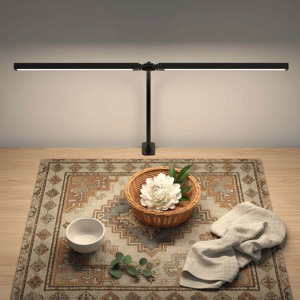 Black metal LED desk lamp with flexible gooseneck and clamp mount, cool white light, modern minimalist design for office workspace — hero view 2