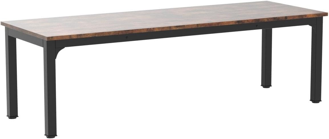 [Color] extra long computer desk with wood and metal frame, shown in [room setting] — view 2