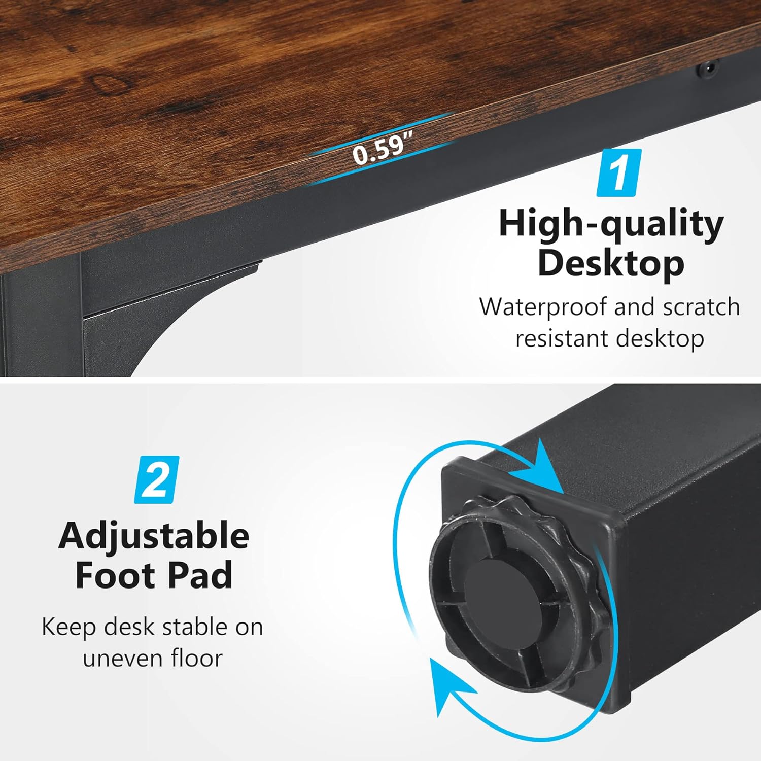 [Color] extra long computer desk with wood and metal frame, shown in [room setting] — view 4