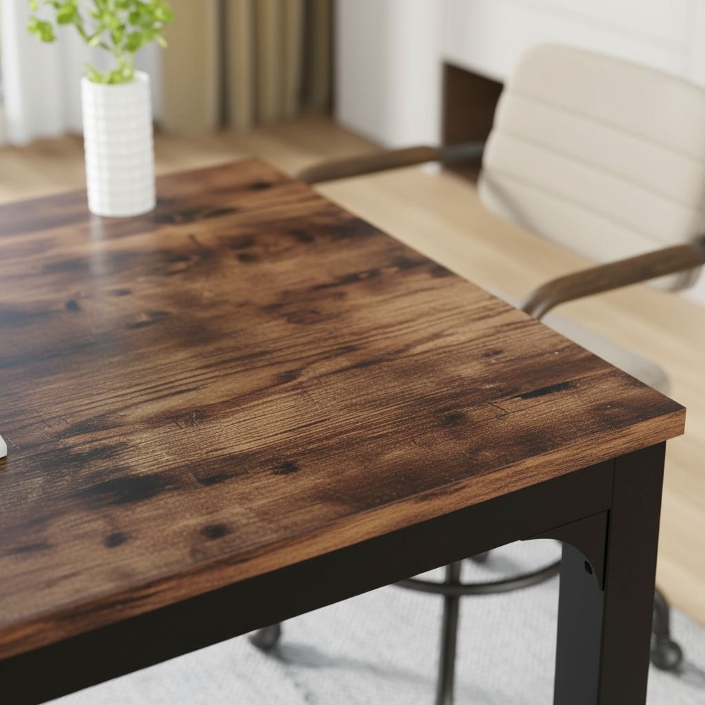[Color] extra long computer desk with wood and metal frame, shown in [room setting] — view 7