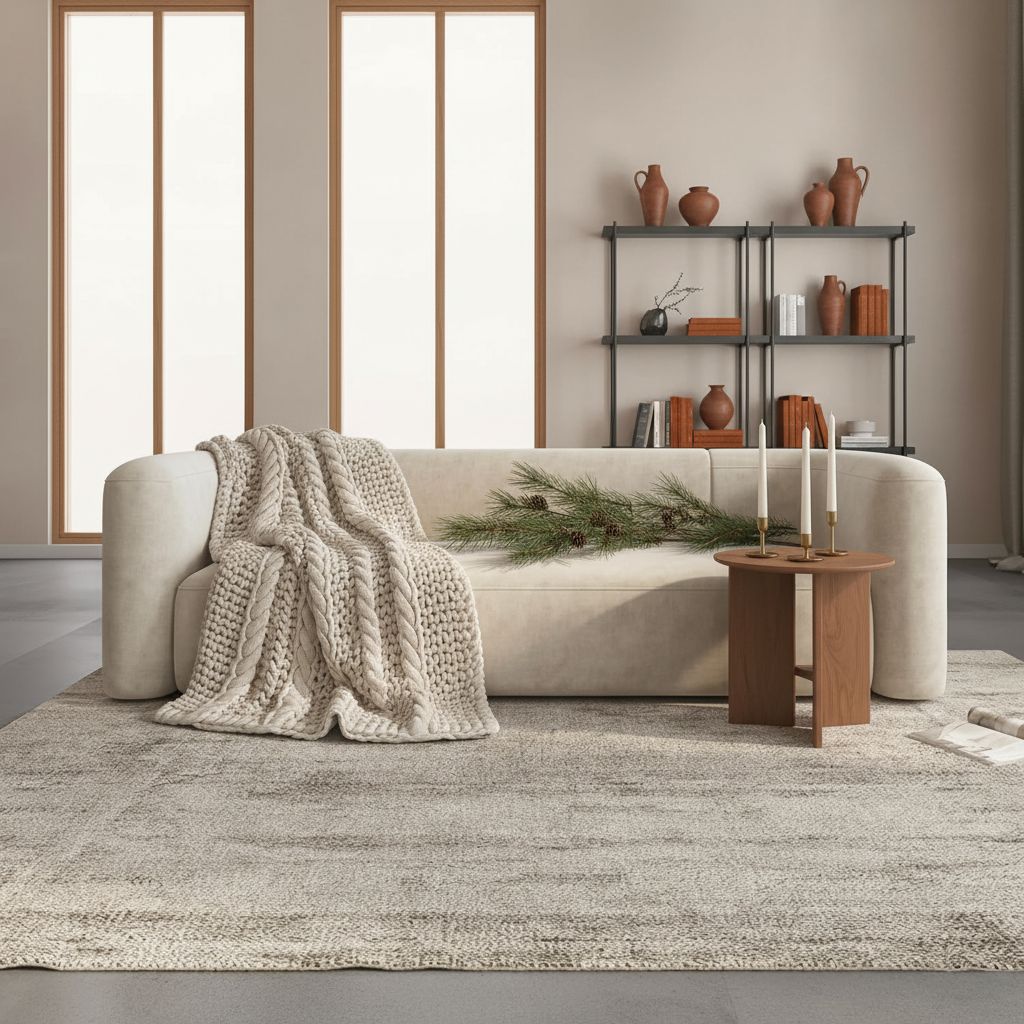 Modern 3-seater velvet sofa with curved back in neutral tone, wood frame detail — view 4