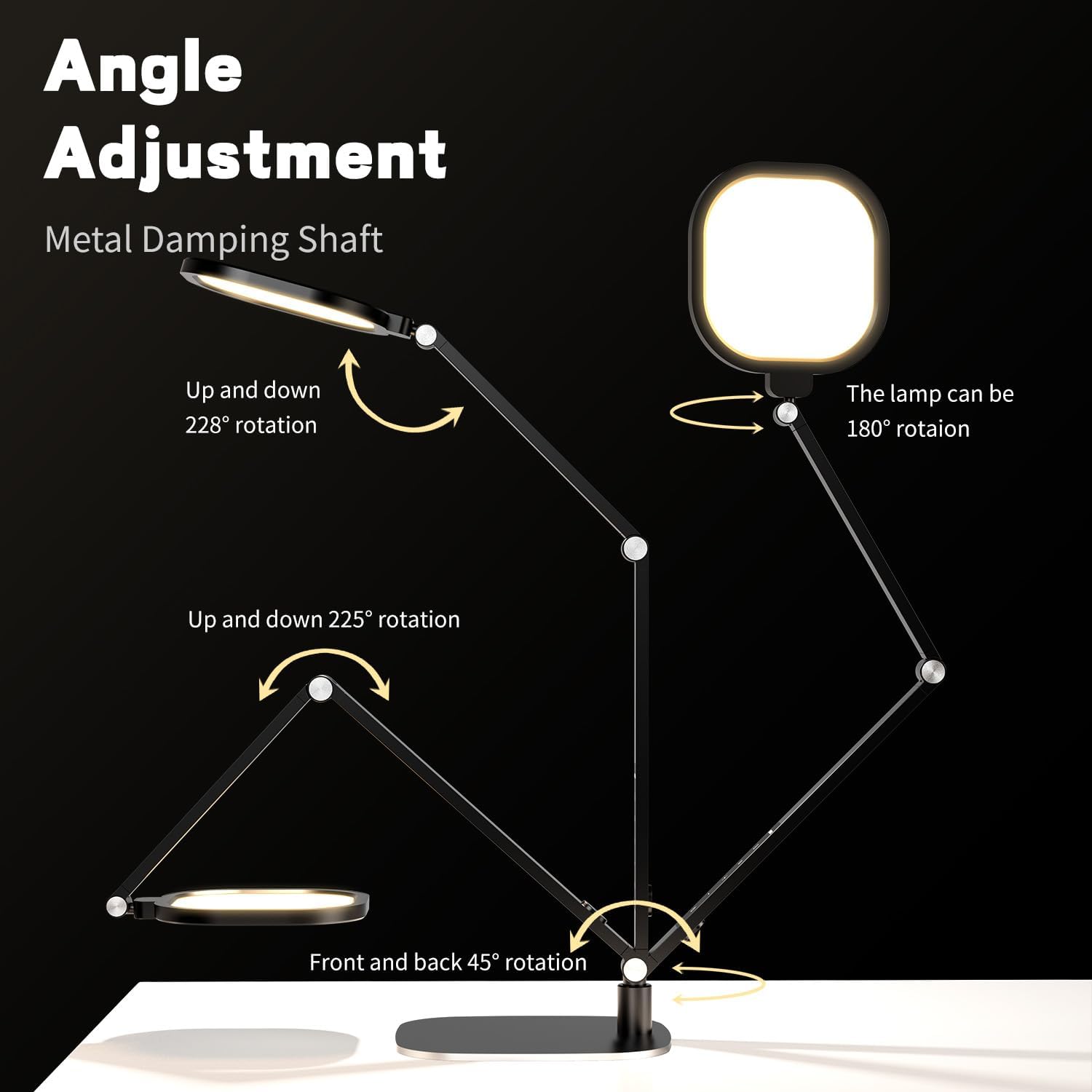 {color} metal desk lamp with adjustable swing arm and LED diffuser, shown in home office setting — view 2