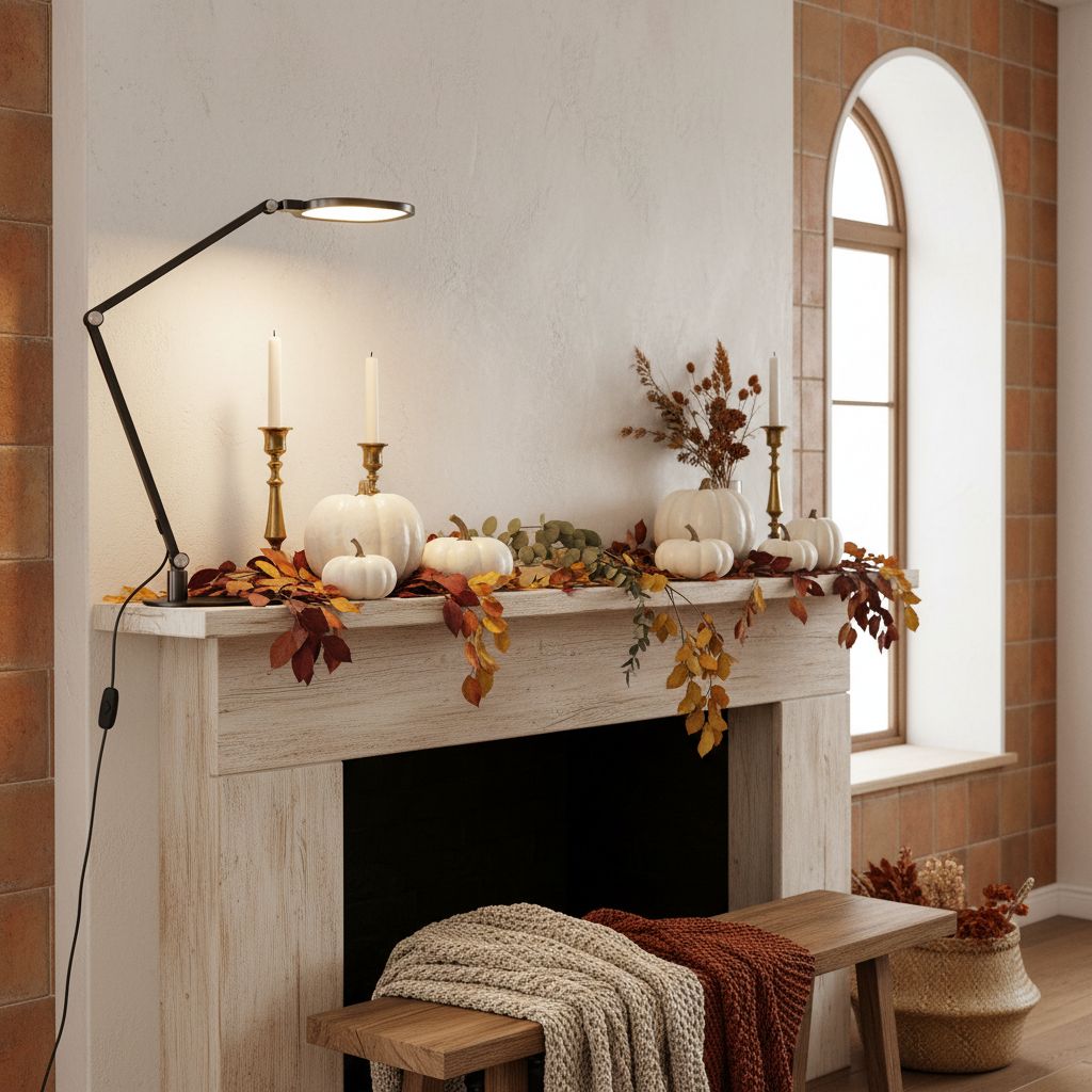{color} metal desk lamp with adjustable swing arm and LED diffuser, shown in home office setting — view 4