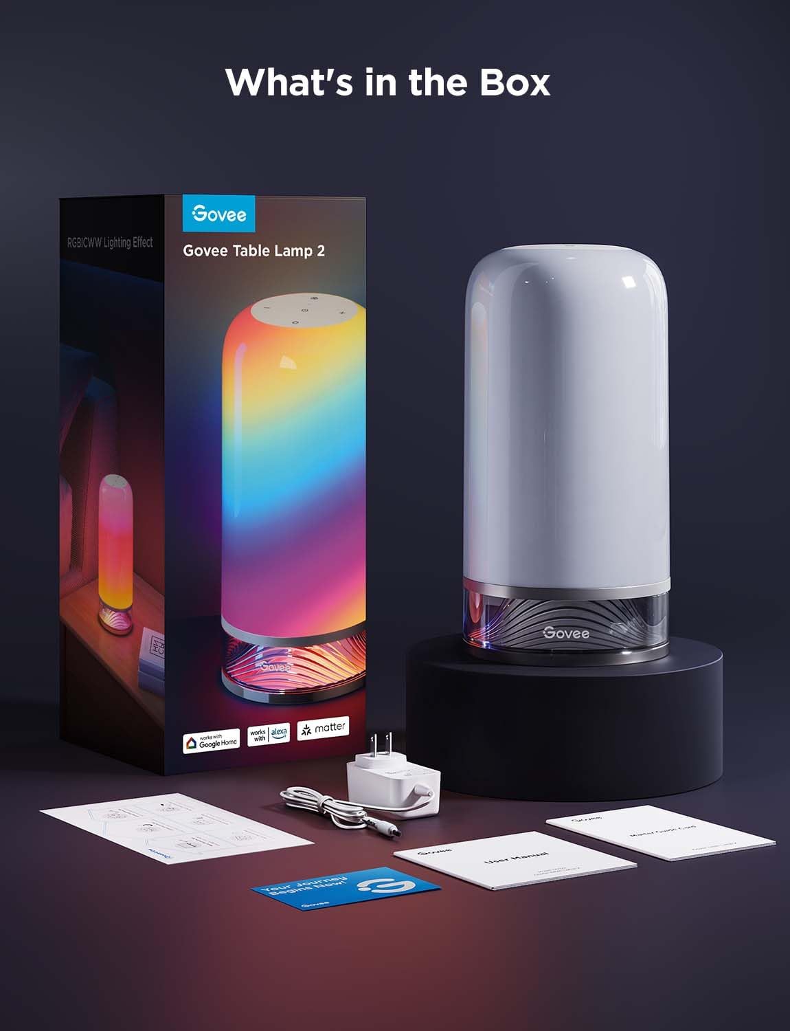 [Color] smart table lamp with touch control and glass diffuser, shown on bedroom nightstand — view 5