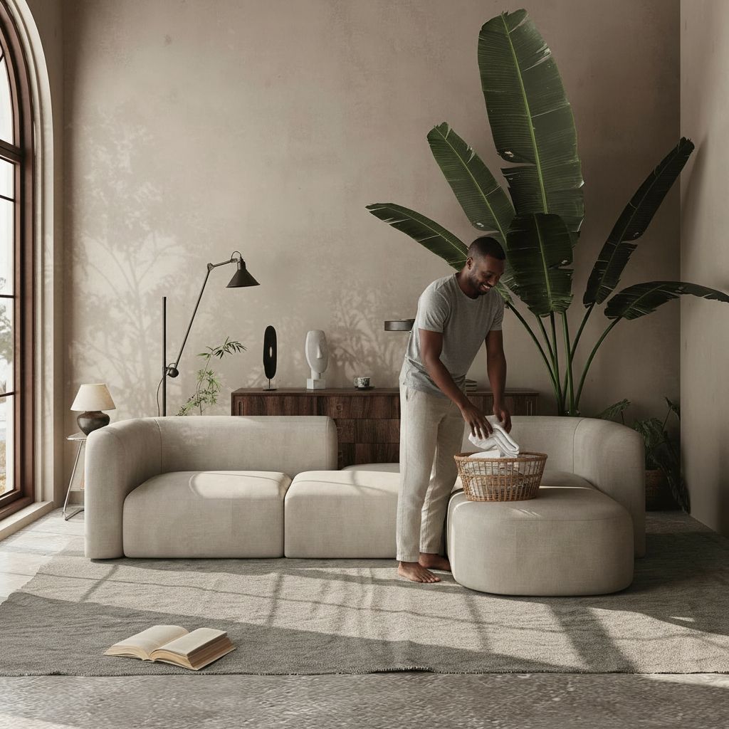 [Color] velvet [form factor] with curved back and wood frame, [angle view] for modern minimalist living room — view 3b