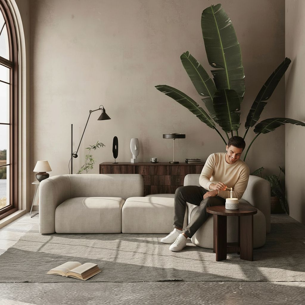 [Color] velvet [form factor] with curved back and wood frame, [angle view] for modern minimalist living room — view 2