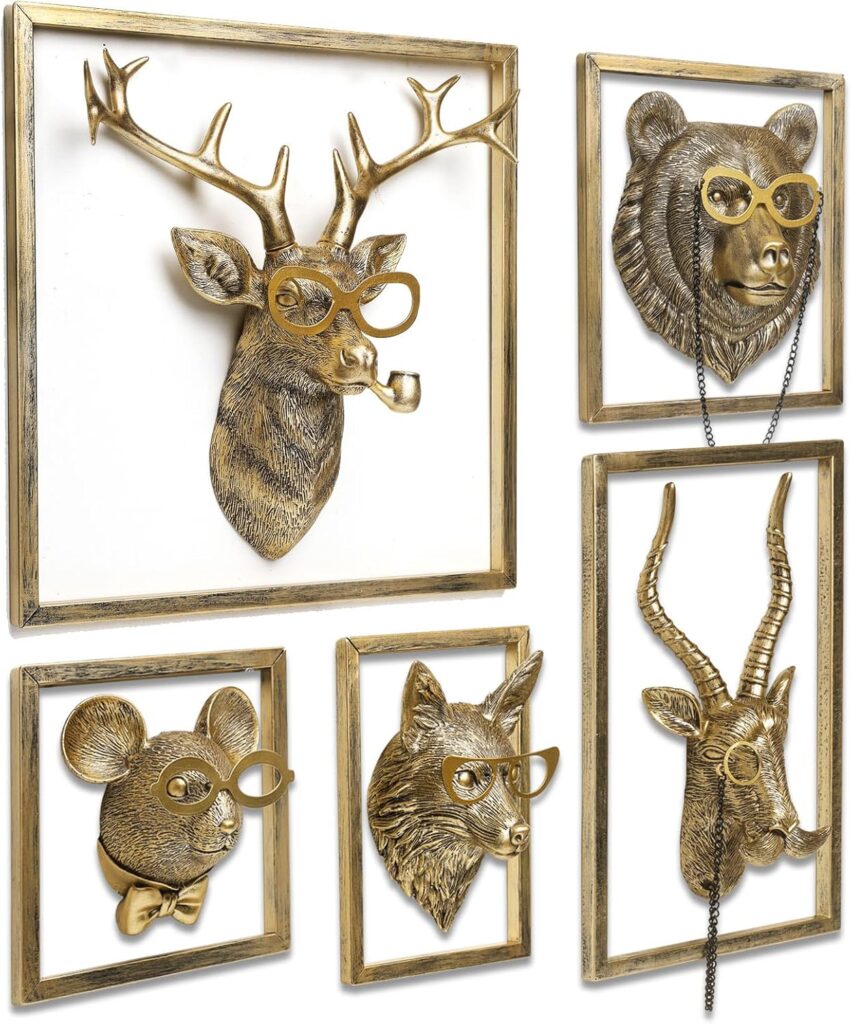 Gold Resin Animal Head Wall Sculpture Set 2026
