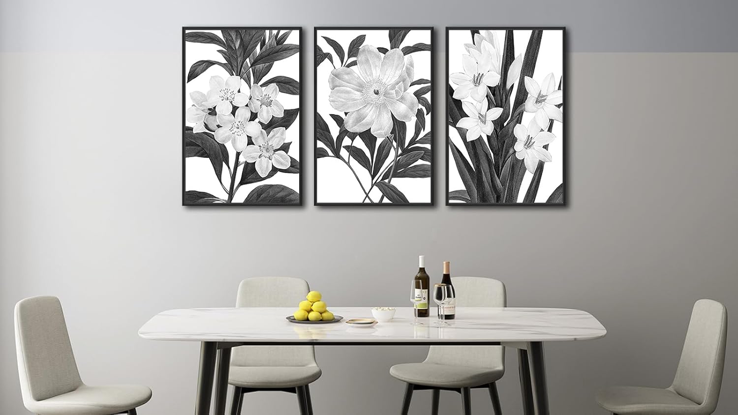 Black and white vintage botanical canvas wall print with wood frame, {orientation} format — view 4