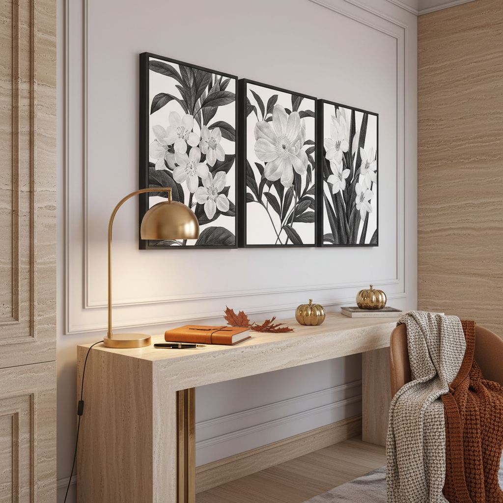 Black and white vintage botanical canvas wall print with wood frame, {orientation} format — view 4