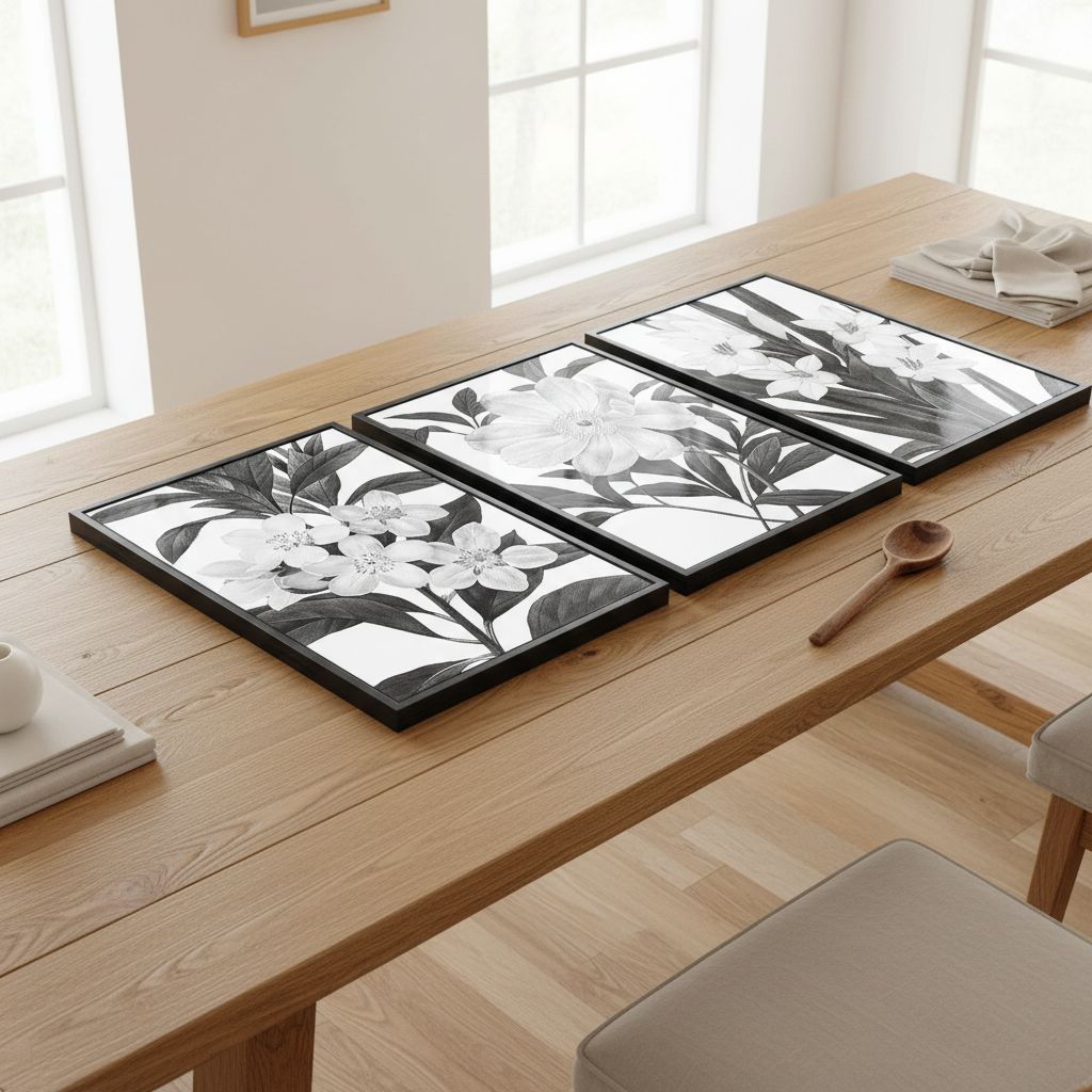 Black and white vintage botanical canvas wall print with wood frame, {orientation} format — view 5a