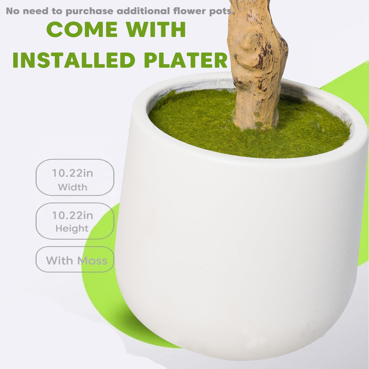 6-foot tall faux olive tree with realistic green polyethylene foliage, natural wood trunk, and white ceramic pot — view 3