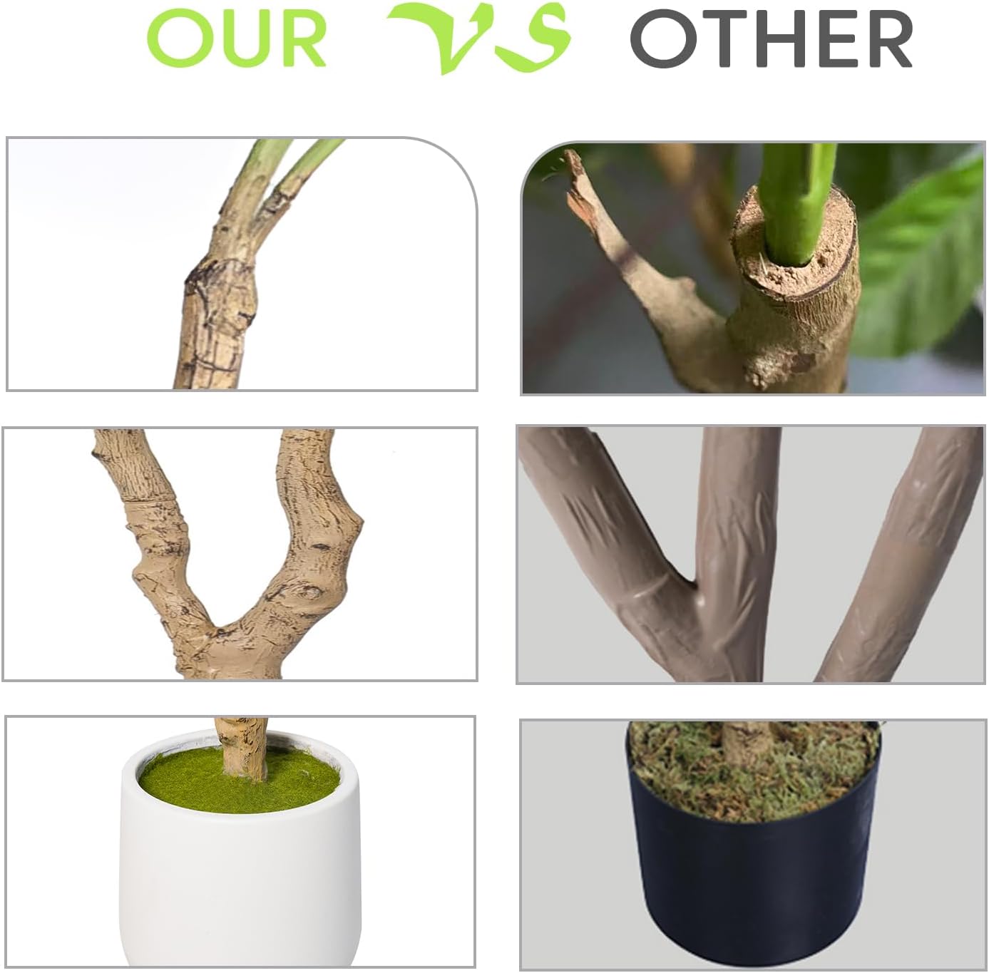 6-foot tall faux olive tree with realistic green polyethylene foliage, natural wood trunk, and white ceramic pot — view 2