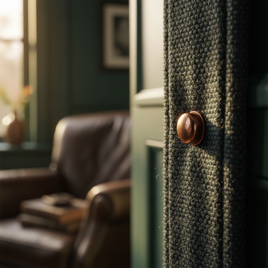Set of four walnut wood wall-mounted coat hooks with warm earth tone finish, shown installed on white entryway wall — view 7
