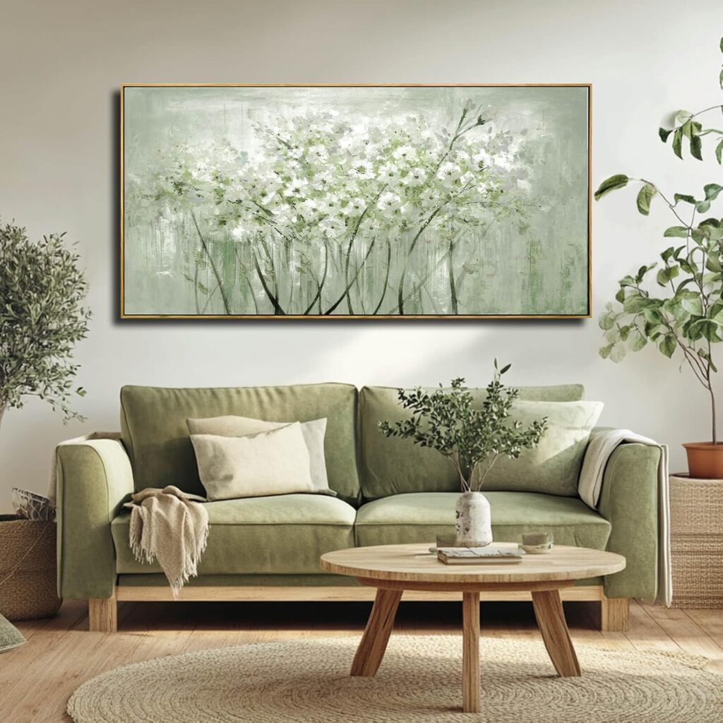 Sage Botanical Canvas Wall Art for Living Room 2026