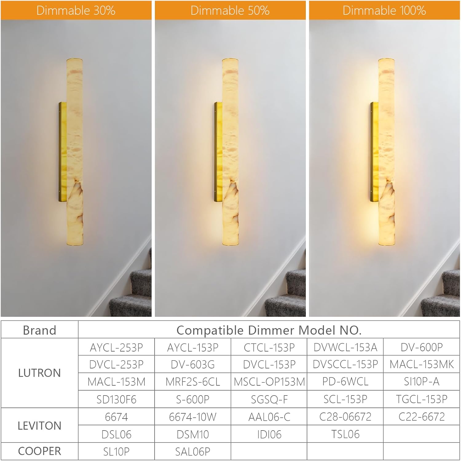 Modern cylindrical wall sconce with natural alabaster Spanish marble shade and brass gold metal fixture — view 5