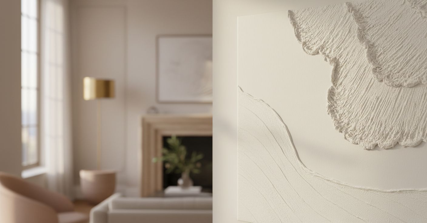 Large textured white abstract wall canvas with coastal wave details, hand-painted oil on canvas in neutral tones — view 7