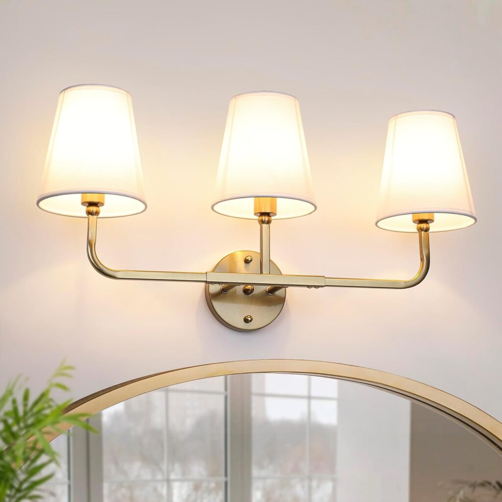 Gold 3-Light Wall Sconce for Bathroom Mirror