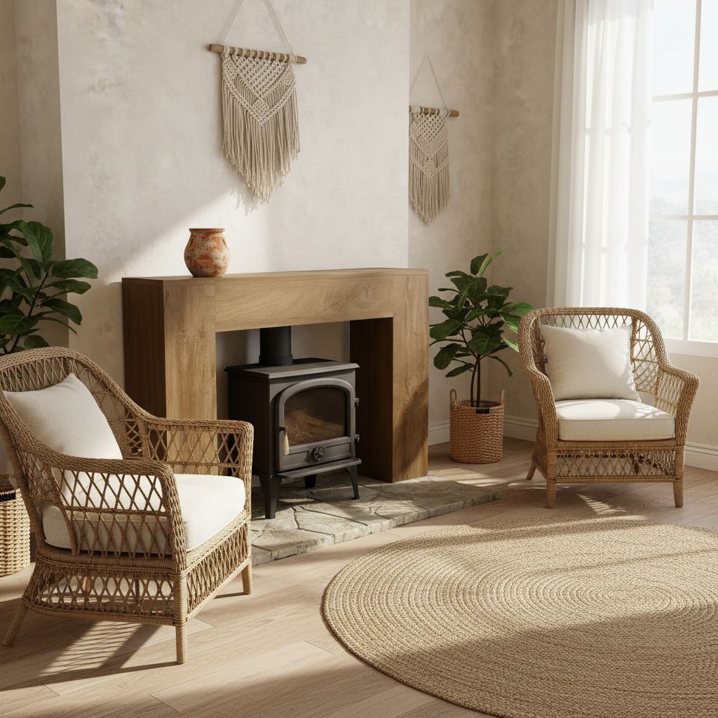 Light oak wood console table with modern farmhouse double base design, shown in warm earth tones — view 5b
