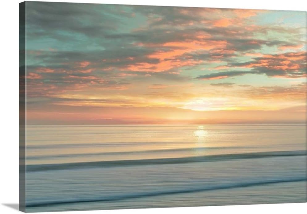 CANVAS ON DEMAND Beach Sunrise Canvas Wall Art Print by Alex Hanson, Contemporary, Home Decor, Ocean Artwork,48 x32in