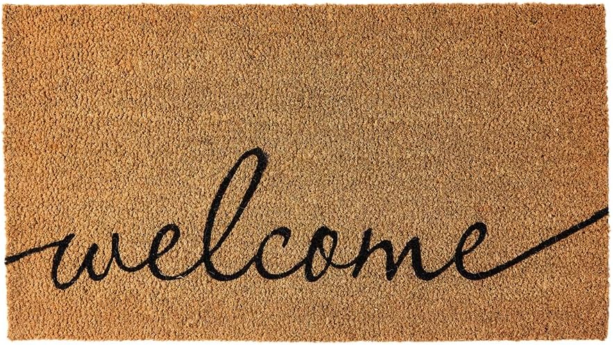 KANKUN Coco Coir Door Mat with Heavy Duty Backing, Welcome Doormat (17 x 30), Doormat Entrance (Welcome1-1Pack)