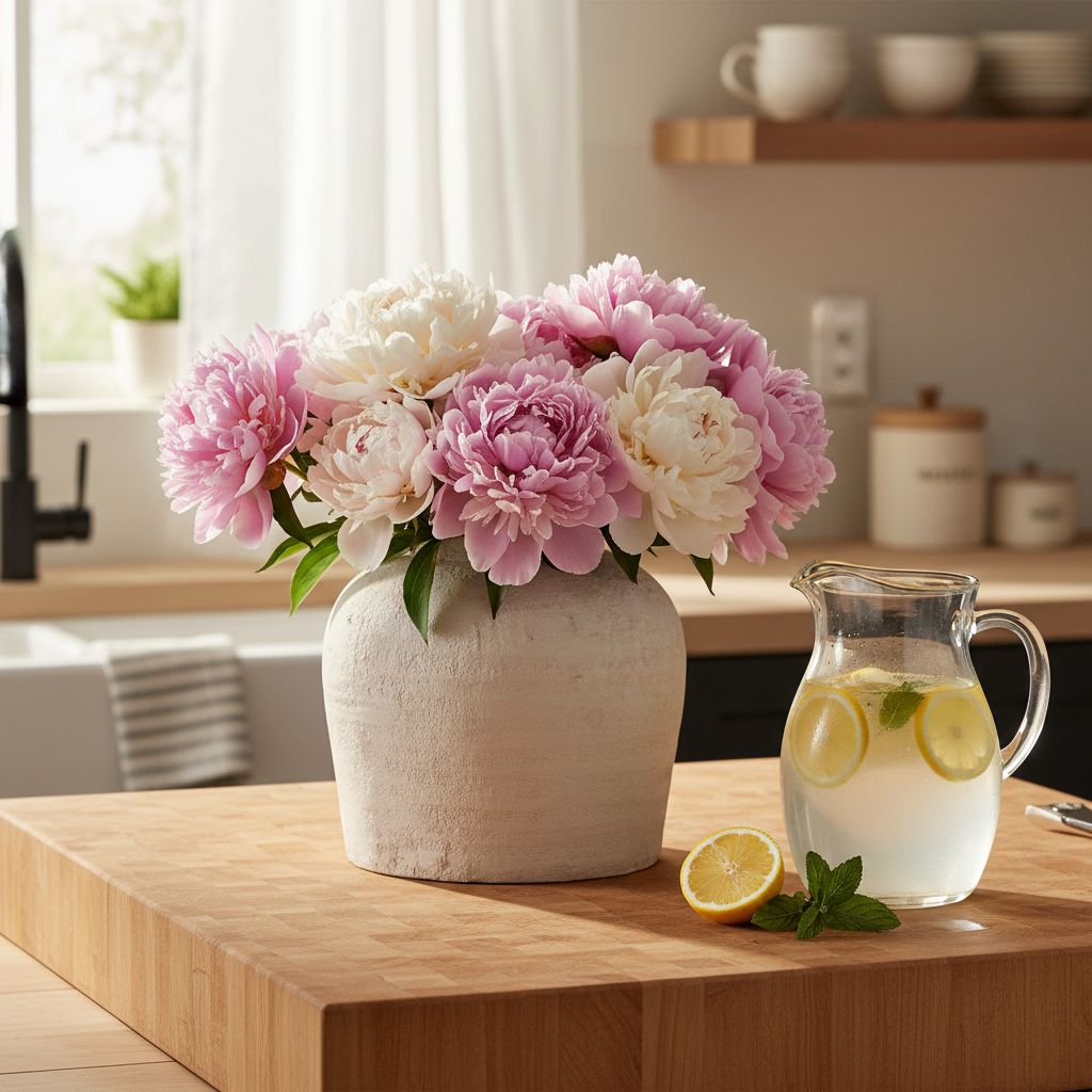 11-inch white ceramic vase with distressed farmhouse finish, shown in {color} against {background} — view 4
