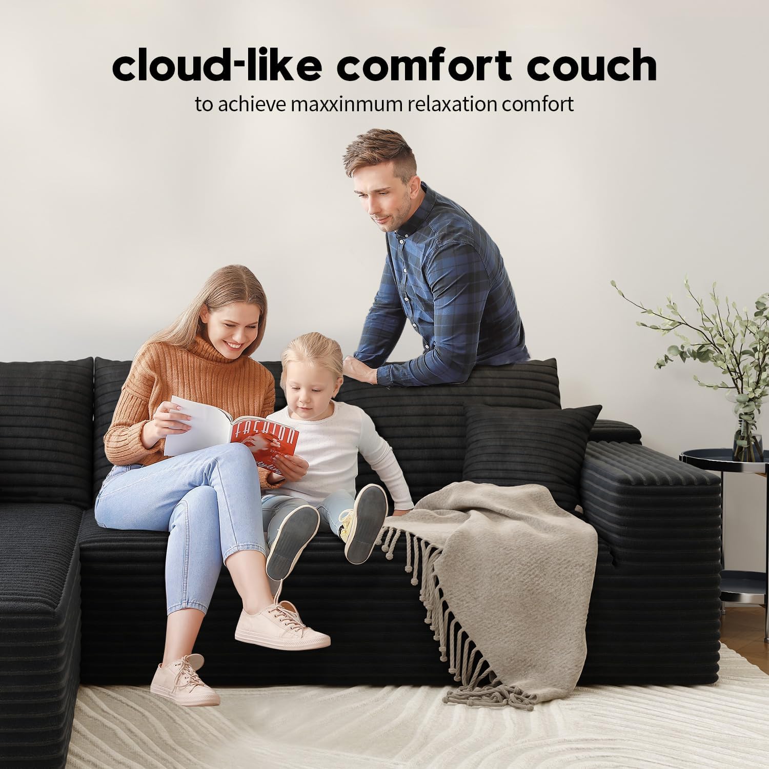 {color} upholstered {form-factor} sectional sofa with {material} finish, {style} modern design for living room — view 3a