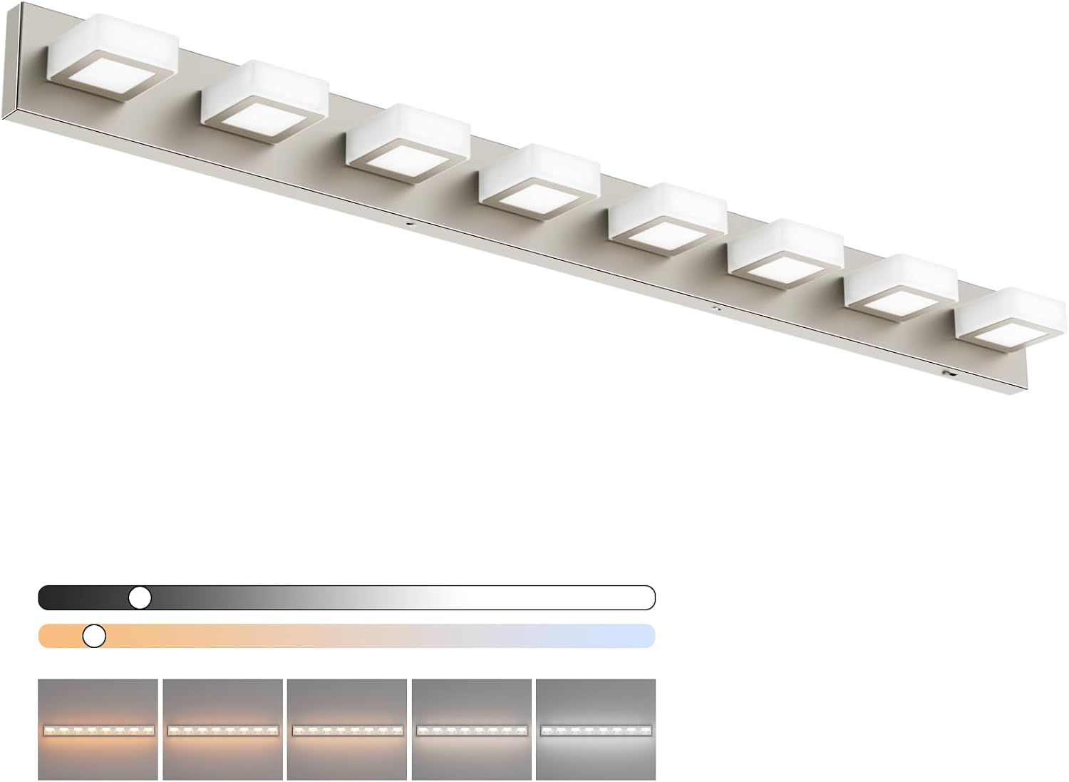 Six-light matte black acrylic vanity fixture with modern minimalist design — view 5
