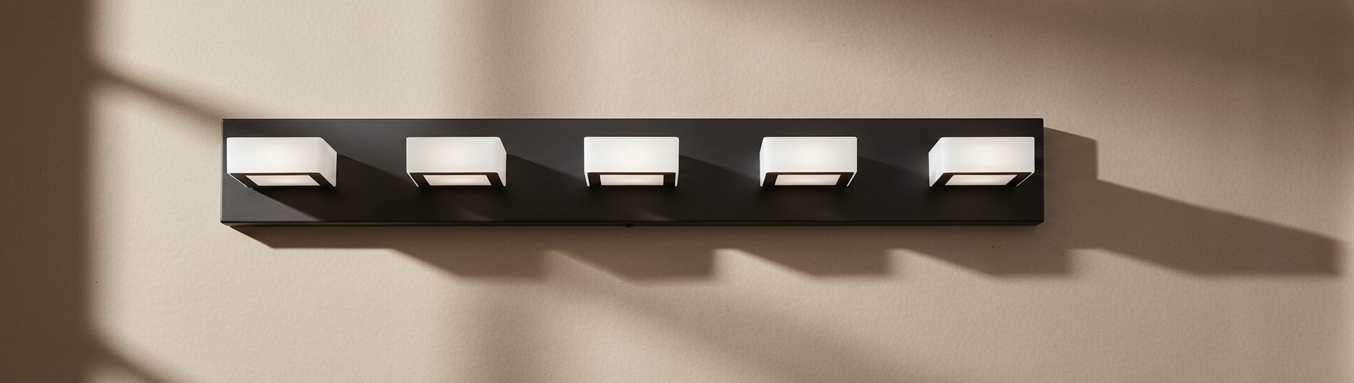 Six-light matte black acrylic vanity fixture with modern minimalist design — hero view 1
