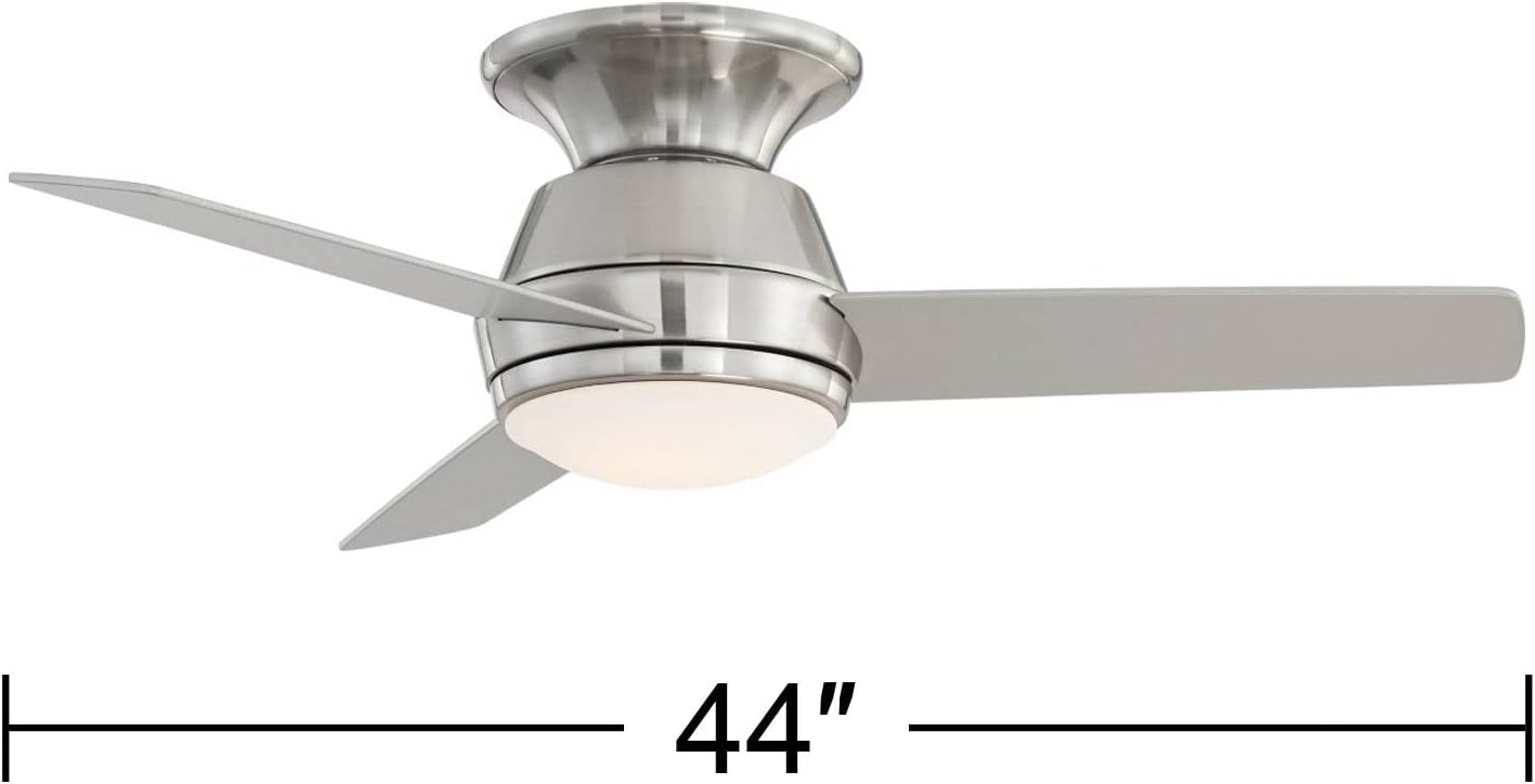 44-inch hugger ceiling fan with brushed nickel finish and opal glass light fixture, shown in [color] setting against [room background] — detail