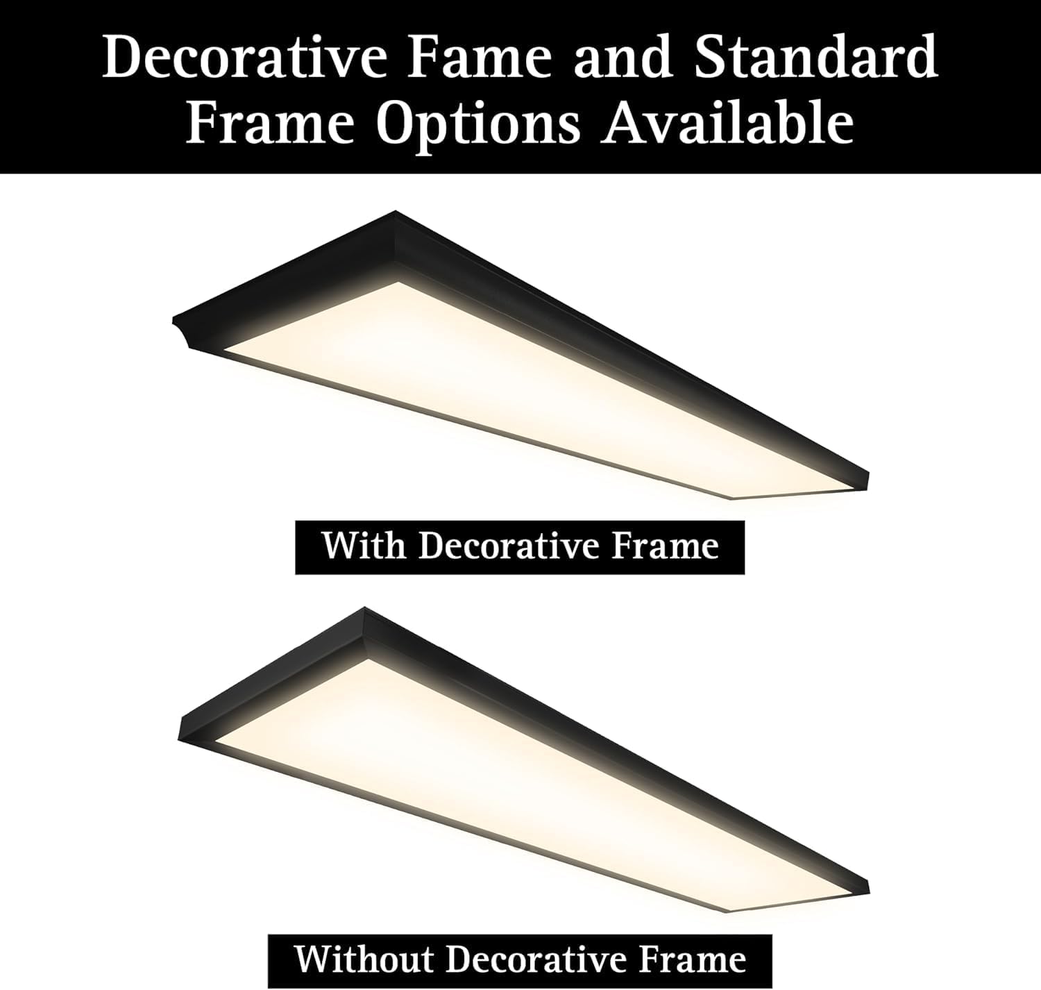 Matte black surface mount LED ceiling light panel with slim edge-lit design, aluminum frame shown in home office setting — view 2