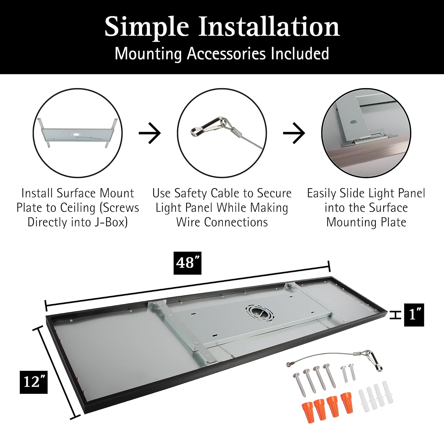 Matte black surface mount LED ceiling light panel with slim edge-lit design, aluminum frame shown in home office setting — view 3