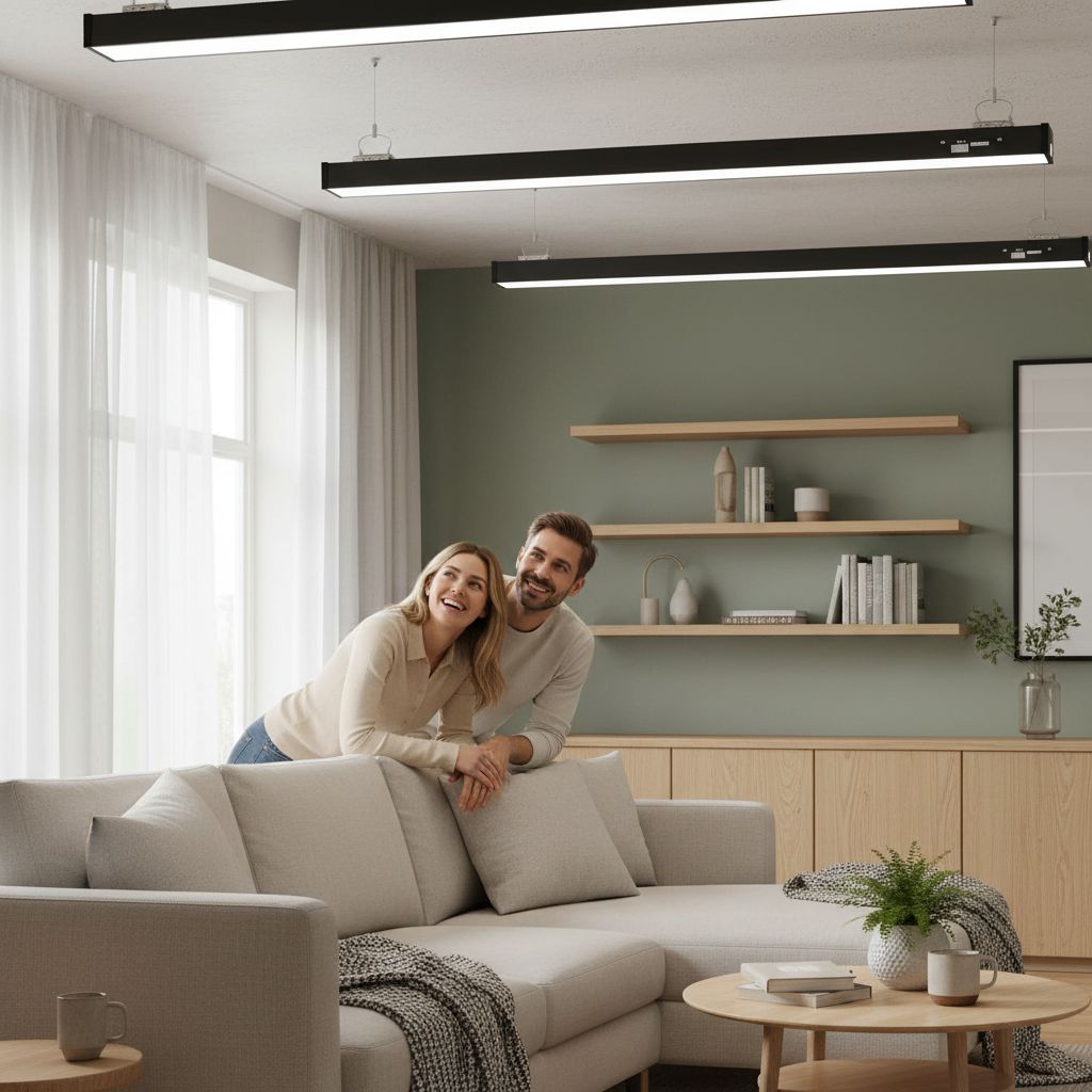 8-foot linear LED bay light with aluminum housing in cool white, overhead commercial-grade lighting fixture — view 2