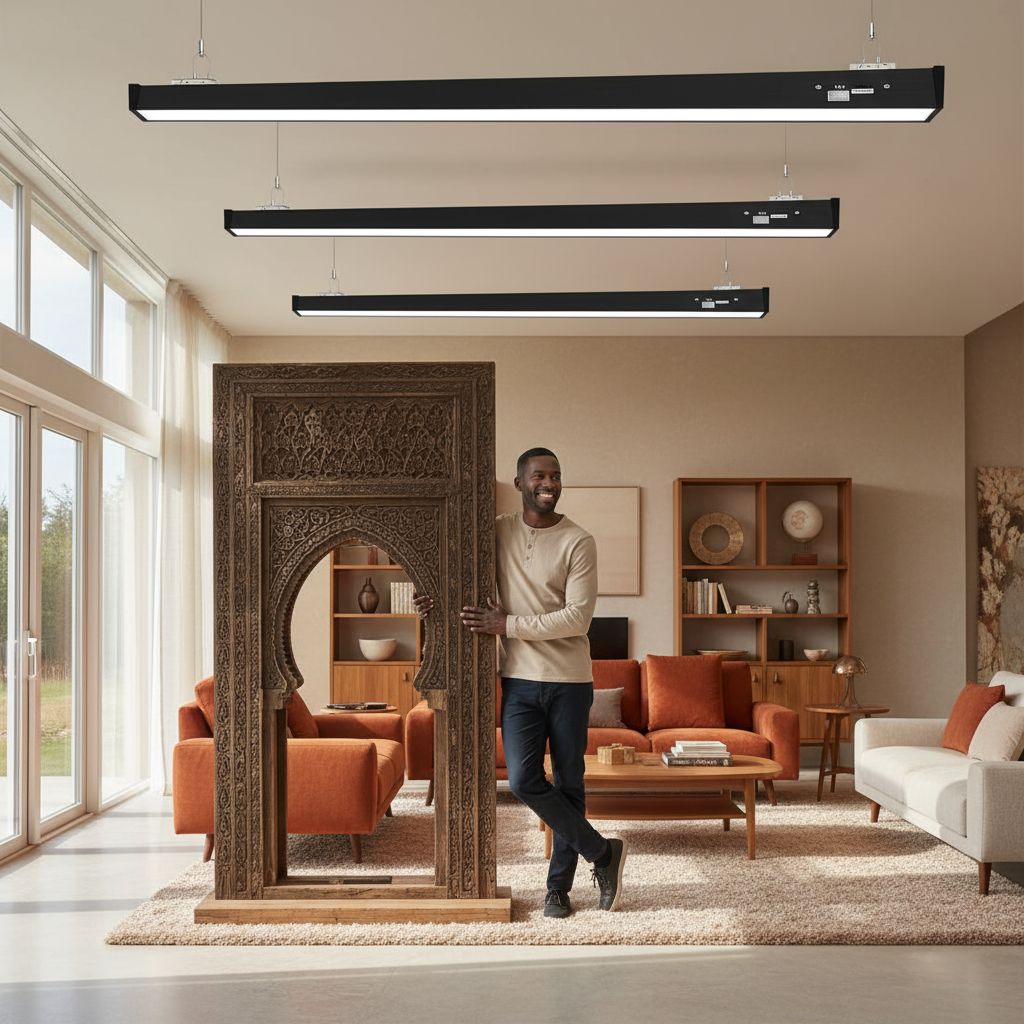 8-foot linear LED bay light with aluminum housing in cool white, overhead commercial-grade lighting fixture — view 6