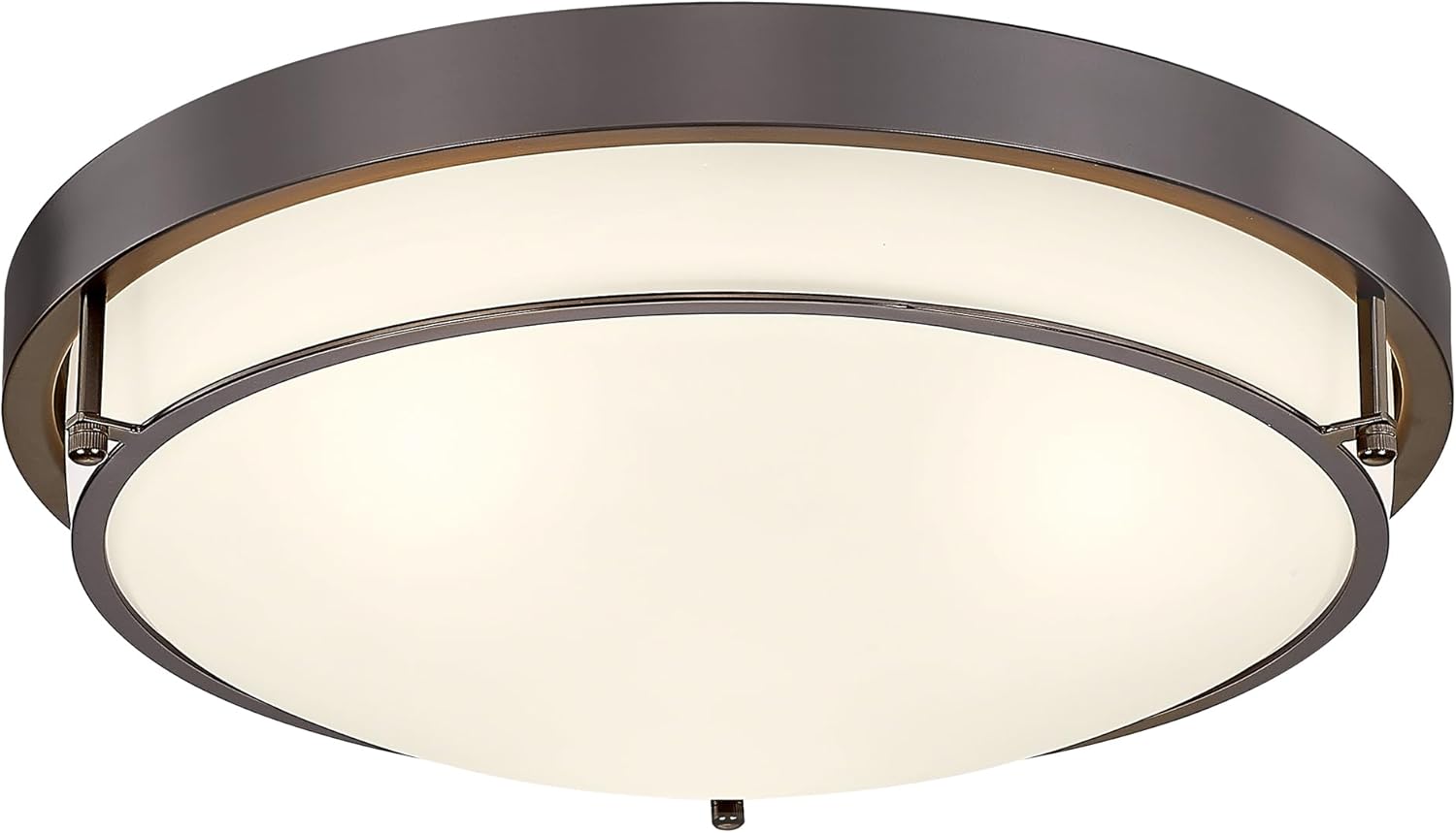 {color} metal flush mount ceiling light with {material} finish, {form_factor} design for {room} — view 1