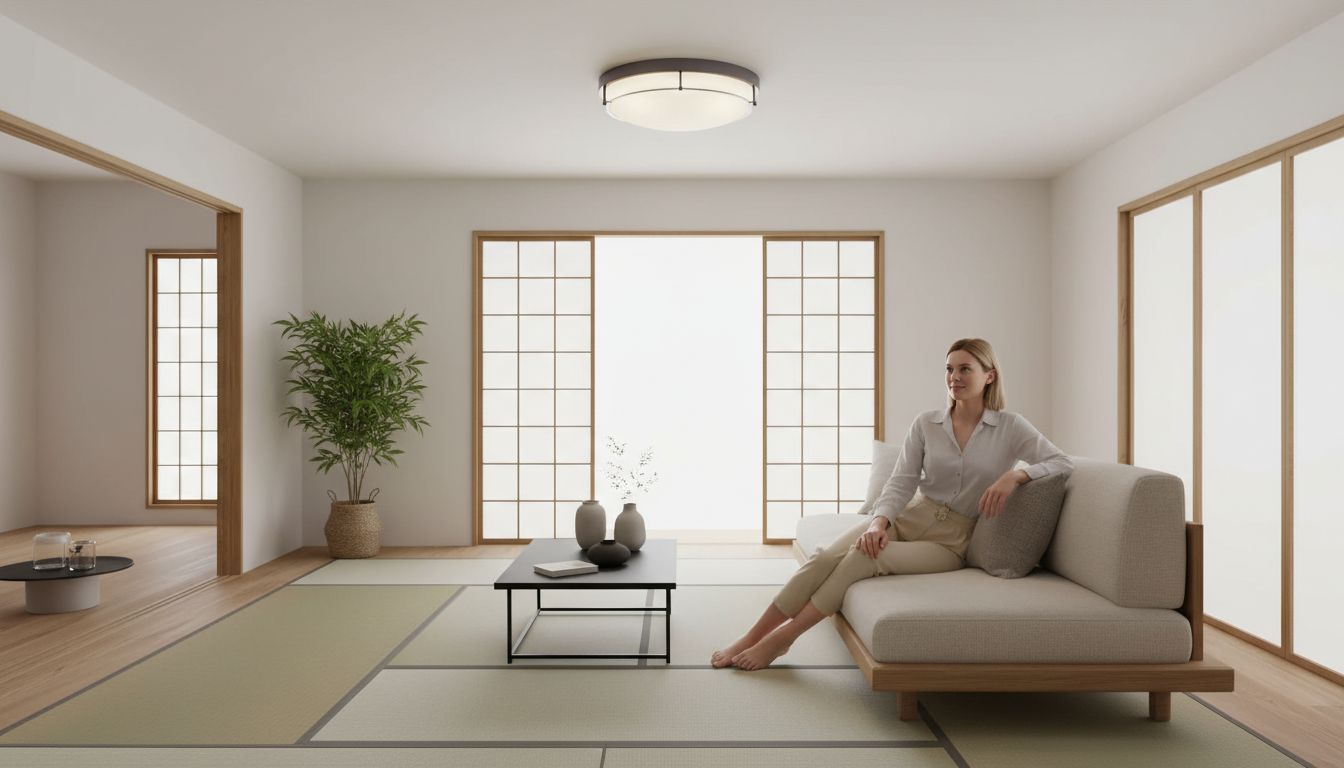 {color} metal flush mount ceiling light with {material} finish, {form_factor} design for {room} — view 3b