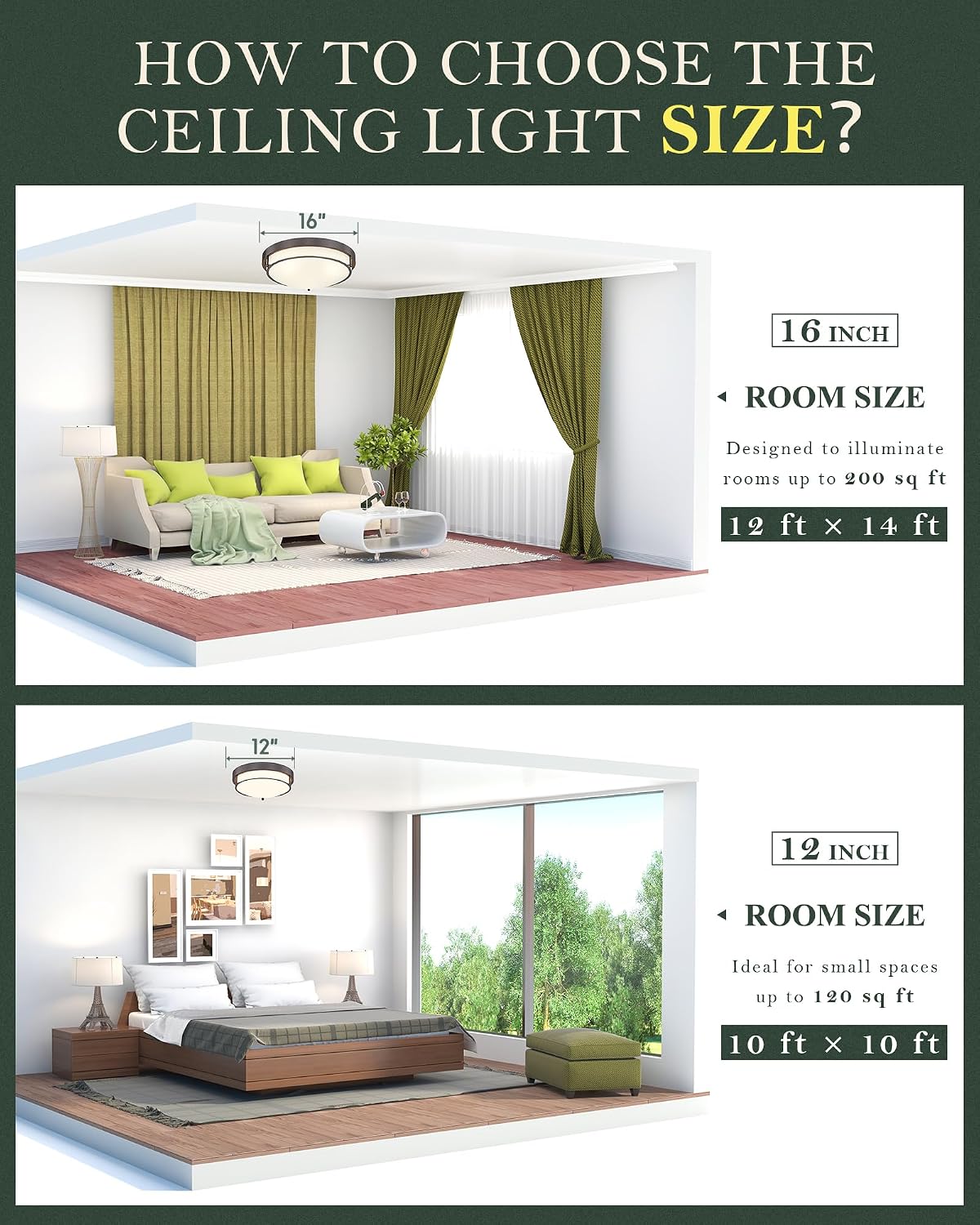 {color} metal flush mount ceiling light with {material} finish, {form_factor} design for {room} — view 7