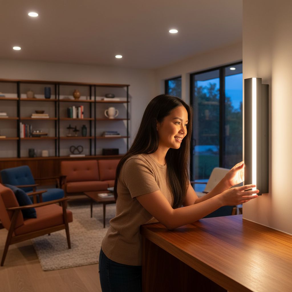 Black metal modern linear LED wall sconce with dimmable function, shown in [color variation] finish, suitable for outdoor entry and garage applications — view 2