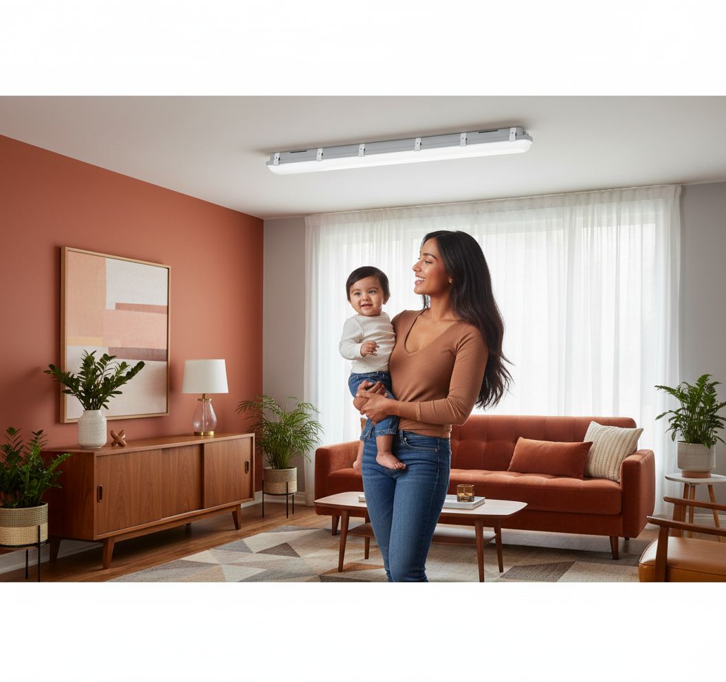 {{quantity}}-pack 8-foot linear LED vapor-tight shop light with metal housing in {{color}} finish, IP66 waterproof for garage and warehouse use — view 3b