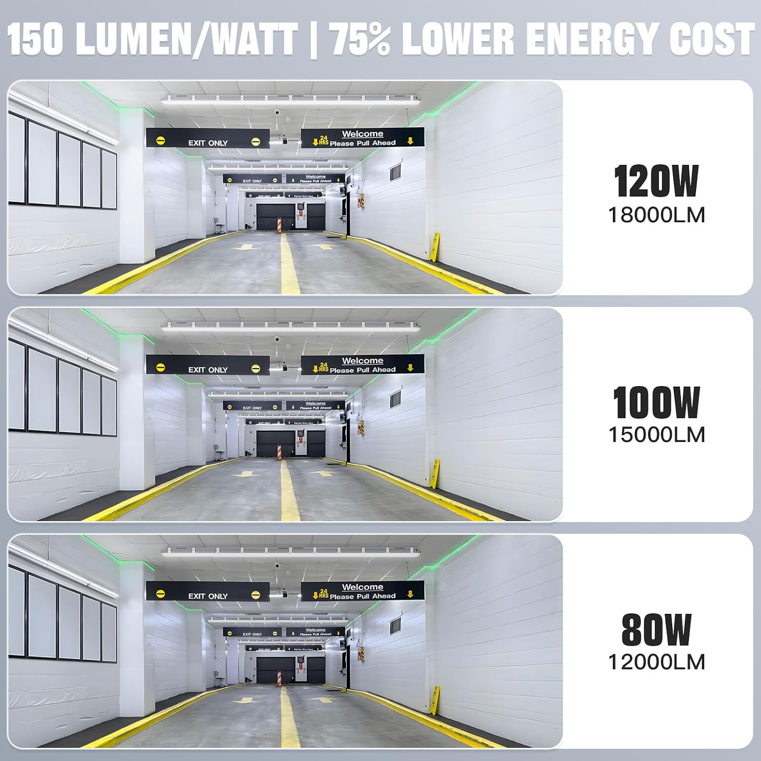 {{quantity}}-pack 8-foot linear LED vapor-tight shop light with metal housing in {{color}} finish, IP66 waterproof for garage and warehouse use — hero view 2