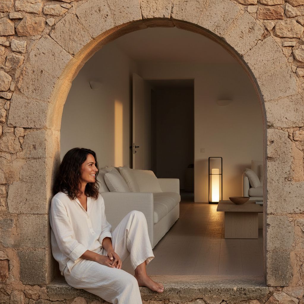 Modern metal corner floor lamp with waterproof housing in neutral finish, displaying warm white 3000K LED light — view 6