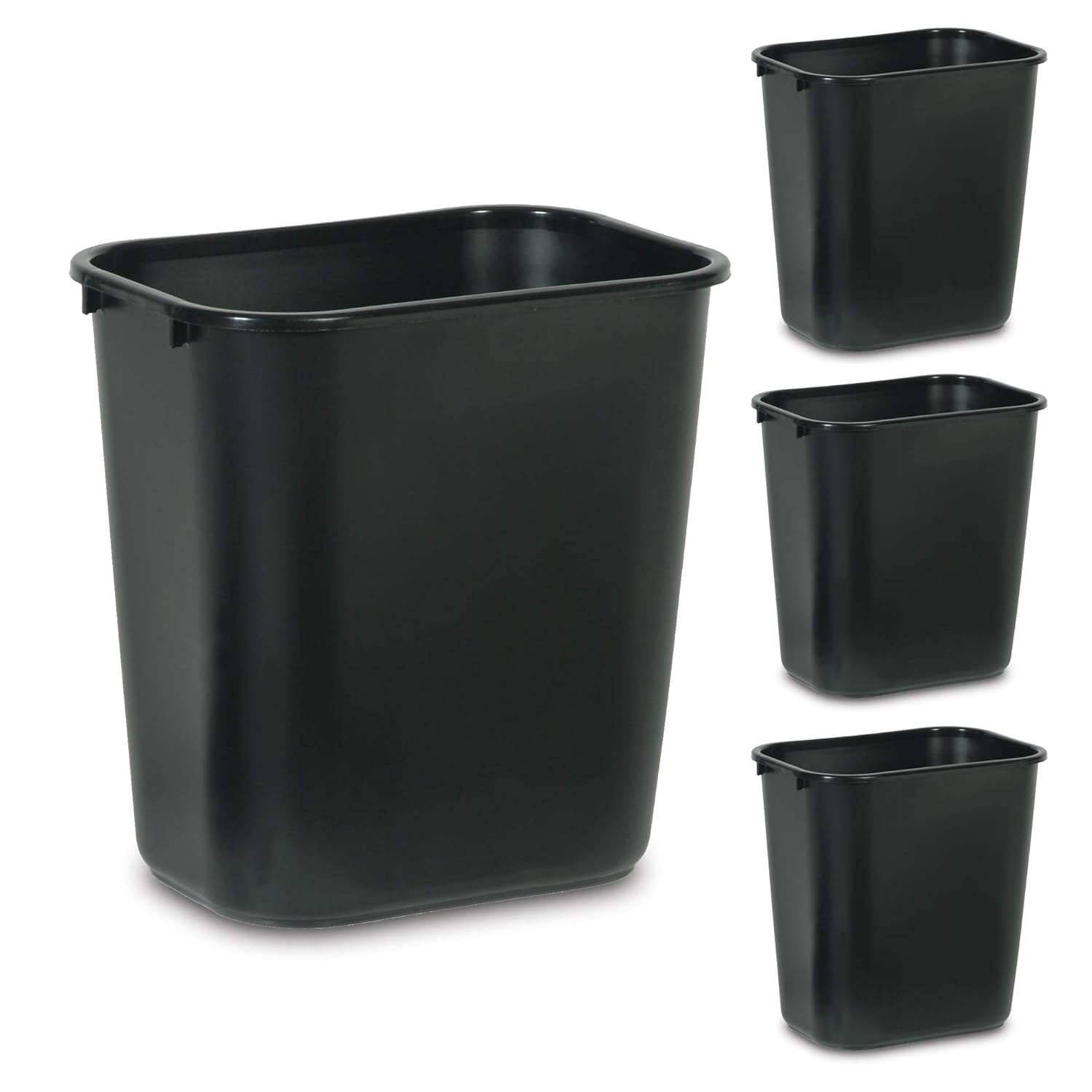 [Color] plastic wastebasket with rubber base, [capacity]-gallon capacity, minimalist office storage solution — view 1