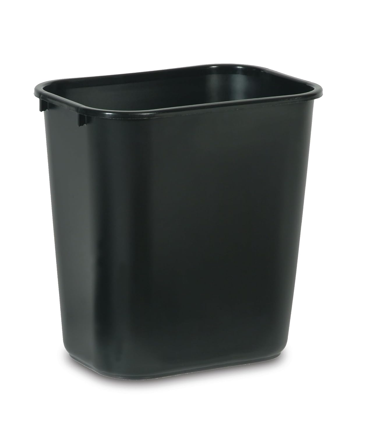 [Color] plastic wastebasket with rubber base, [capacity]-gallon capacity, minimalist office storage solution — view 2